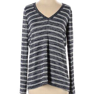 Gap Blue & Grey Striped V-neck Long Sleeve Shirt Size Medium